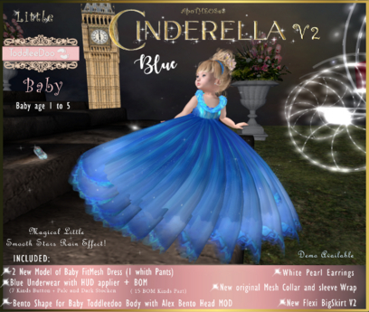 Second Life Marketplace - Little Cinderella Blue Gown V2- Baby Toddleedoo